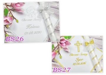 Крестильный набор, белая одежда и крестильная свеча, именной сувенир Perła BS