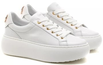 Skórzane Sneakersy na platformie Carinii B9571 biały 36