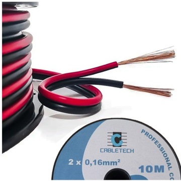 PRZEWÓD KABEL 2 żyły 0.16mm2 czarno czerwony CCA głośnikowy 10m