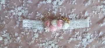 Комплект из пояса и кружевной повязки на крещение, день рождения, свадьбу.