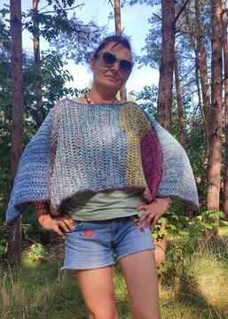 Kamizela narzutka handmade boho hippie poncho