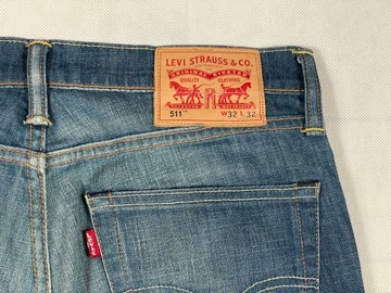 Levis Spodnie Jeansy Męskie Unikat Klasyk Logo 511 W32 L32