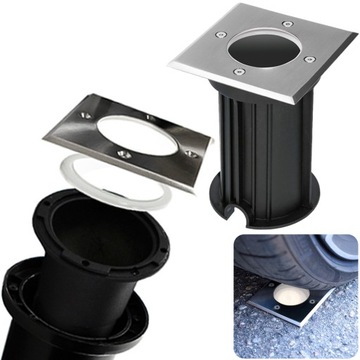 OPRAWA NAJAZDOWA LED GU10 LAMPA NA PODJAZD GRUNT KWADRATOWA STAL NIERDZEWNA