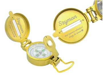 Золотой металлический туристический компас с гравировкой