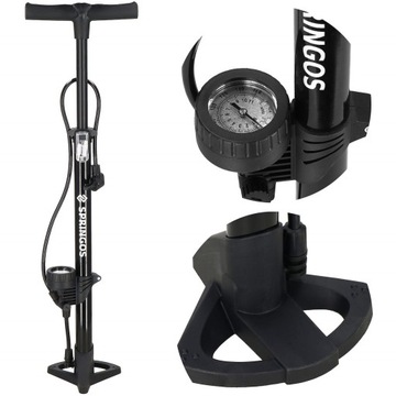 POMPKA PODŁOGOWA DO ROWERU Z MANOMETREM DO PIŁEK ROWEROWA RĘCZNA MOCNA