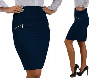BIZNESOWA MODNA SPÓDNICA Z SUWAKAMI Roz.40