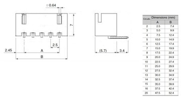 Złącze XH2.54 gniazdo kątowe 10 pin 10szt.