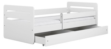 БЕЛАЯ ДЕТСКАЯ КРОВАТЬ С ЯЩИКОМ И ПОРУЧКОЙ = 80Х180