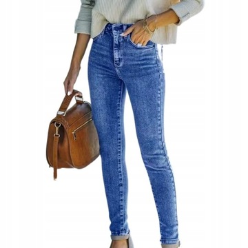 SPODNIE JEANS DAMSKIE WYSZCZUPLAJĄCE WYSOKI STAN