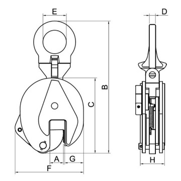 Шарнирная ручка для подъема стальных листов 1,0 т, вылет 0-20 мм Robur
