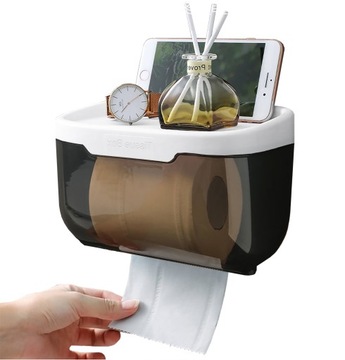 UCHWYT POJEMNIK NA PAPIER TOALETOWY NA CHUSTECZKI PÓŁKA do WC NA smartfona