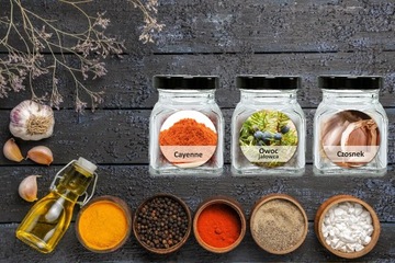 Баночки для специй 120мл 24шт +192 наклейки Крышка W5 Лопатка Z55