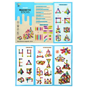 ОБРАЗОВАТЕЛЬНЫЕ МАГНИТНЫЕ КОНСТРУКТОРЫ МАГНИТНЫЕ ПАЛОЧКИ 64 шт. СТЕМ своими руками