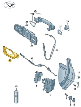 KLAMKA WEWNĘTRZNA TYŁ PRAWY SKODA FABIA 3 III