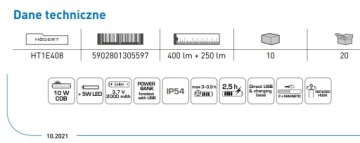 ЛАМПА ДЛЯ МАСТЕРСКОЙ HOGERT С ОСНОВАНИЕМ USB LED ПЕРЕЗАРЯЖАЕМЫЙ ФОНАРЬ
