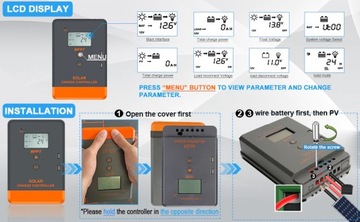 ЭФФЕКТИВНЫЙ РЕГУЛЯТОР ЗАРЯДА для аккумуляторов 40А 12В 24В MPPT max PV 100В солнечная батарея