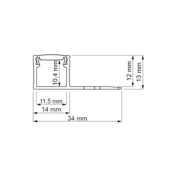 Светодиодный строительный профиль для плитки, прямой край, алюминий 3 м, IP44