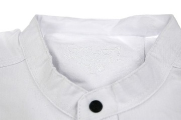 Męska biała dżinsowa koszula ze stójką długi rękaw XXL 2XL GreGo1 slim fit