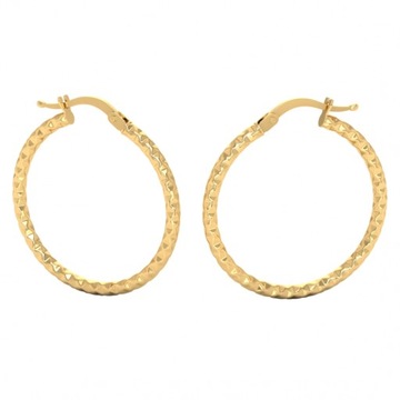 KARBOWANE ZŁOTE KOLCZYKI KOŁA KÓŁKA OKRĄGŁE 585