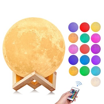LAMPA LED RGB 16 KOLORÓW ŚCIEMNIANA LAMPKA NOCNA 3D Z PILOTEM DO SYPIALNI
