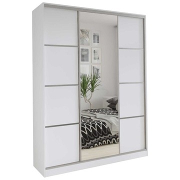 Szafa przesuwna z lustrem 150 cm TOP biała matowa
