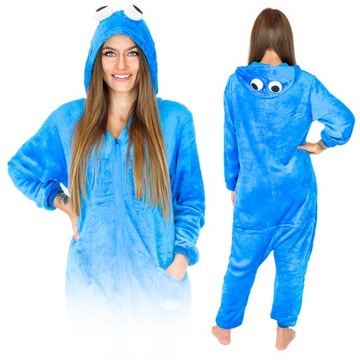 ONESIE KIGURUMI NIEBIESKI ELMO JEDNOCZĘŚCIOWA PIŻAMA PRZEBRANIE UNISEX L