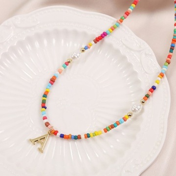 ЦВЕТНЫЕ БУСЫ ЦЕПОЧКА НА ШЕЮ ЗАЯВЛЕННЫЙ КУЛОН ОЖЕРЕЛЬЕ ОТДЕЛКА С ПИСЬМОМ