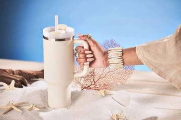 БОЛЬШАЯ ТЕРМОСЕРЕБРЯНАЯ КРУЖКА С ТРУБКОЙ И РУЧКОЙ 40 УНЦИЙ ДЛЯ АВТОМОБИЛЬНОГО ОФИСА ДОМА