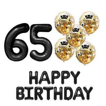 ZESTAW balony HAPPY BIRTHDAY na 65 URODZINY 100 cm