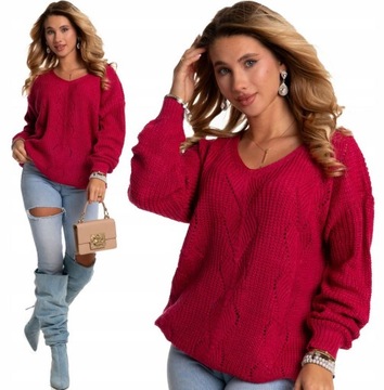 Świetny SWETER DAMSKI Splot Zygzak Dużo Kolorów