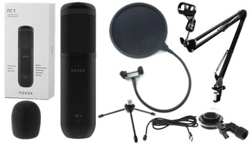 NOVOX NC-1 NC1 BLACK USB-C MIKROFON POJEMNOŚCIOWY + POP FILTR + RAMIĘ