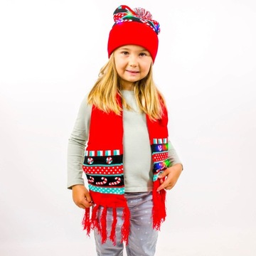 ЗИМНЯЯ ШАПКА С ПОМПОНОМ КРАСНАЯ ЖЕНСКАЯ МУЖСКАЯ ШАПКА FUNNY BOYS'