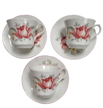 SPRINGFIELD porcelanowe FILIŻANKI ze spodkiem 3 sztuki A678DECO
