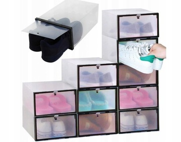 10 x PUDEŁKO POJEMNIK NA BUTY Z KLAPKĄ ORGANIZER