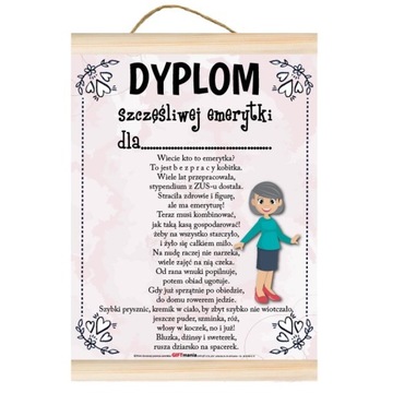 DYPLOM SZCZĘŚLIWEJ EMERYTKI na prezent emerytura
