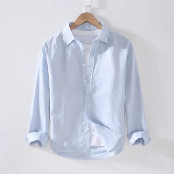 Summer Linen Cotton Vintage Tops Shirts Men Cotton