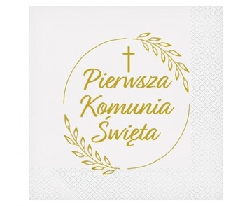 SERWETKI kłosy ZŁOTE białe PIERWSZA KOMUNIA ŚWIĘTA