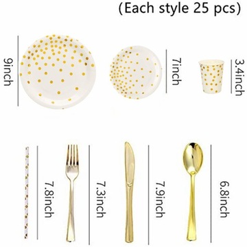 Бумажные тарелки STRAW и чашки Silver Gold