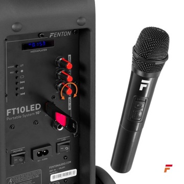 МОБИЛЬНАЯ колонка для вечеринок FENTON 10 дюймов 450 Вт BT USB-микрофон