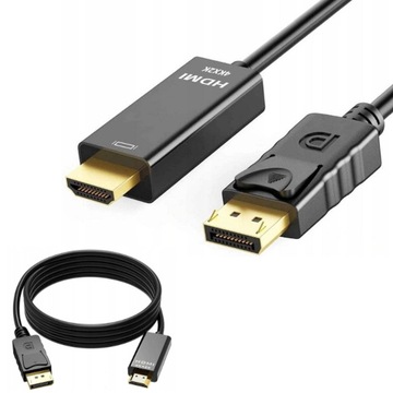 Kabel DisplayPort do HDMI 1.8m czarny 4K x 2K