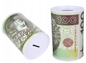 M МЕТАЛЛИЧЕСКАЯ КОПИЛКА НОМИНАЛ МОНЕТЫ ДЕНЬГИ БАНКНОТА 100 ЗЛЫХ