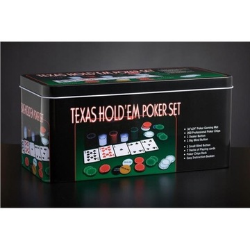 Набор для покера Блэкджек Техасский Холдем, 200 фишек, 2 колоды, игровой коврик для карт