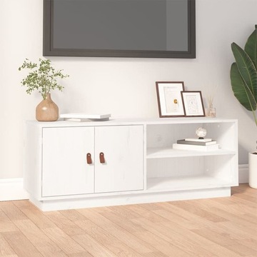 SZAFKA POD TV BIAŁA 105X34X40CM DREWNO SOSNOWE