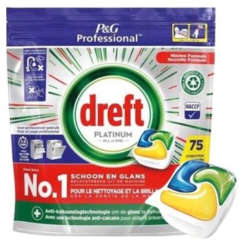 Dreft Platinum All in One Kapsułki do zmywarki 3w1 cytrynowe 75 sztuk