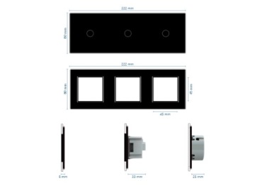 ПАНЕЛЬ LIVOLO 3 МОДУЛЯ 1+1+1 ДЛЯ СЕНСОРНЫХ ВЫКЛЮЧАТЕЛЕЙ S