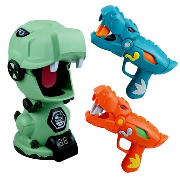PISTOLET NA NABOJE PIANKOWE ZESTAW + 20 szt. naboi + tarcza dinozaur