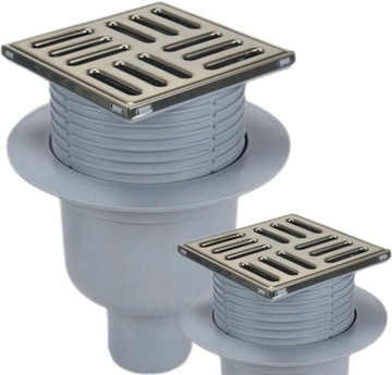 KRATKA ŚCIEKOWA FI 50 MM NIERDZEWNA REGULOWANA PIONOWA RUSZT 100 x 100 mm