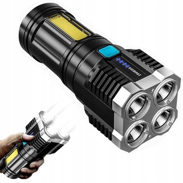 Handy 4 LED Akumulatory Latarka + COB Side