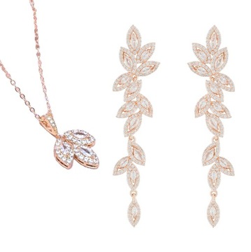 Komplet, biżuteria ślubna różowe złoto, rose gold, cyrkonia, ESTRELLA