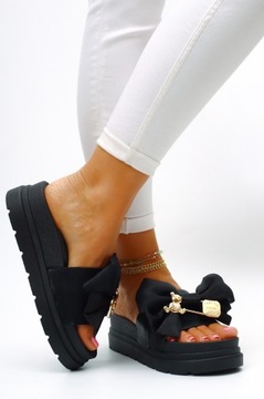 ТАПОЧКИ ЖЕНСКИЕ, ЧЕРНЫЕ, СТИЛЬНЫЕ, ЛЕГКИЕ, МОДНЫЙ ЛАНТ